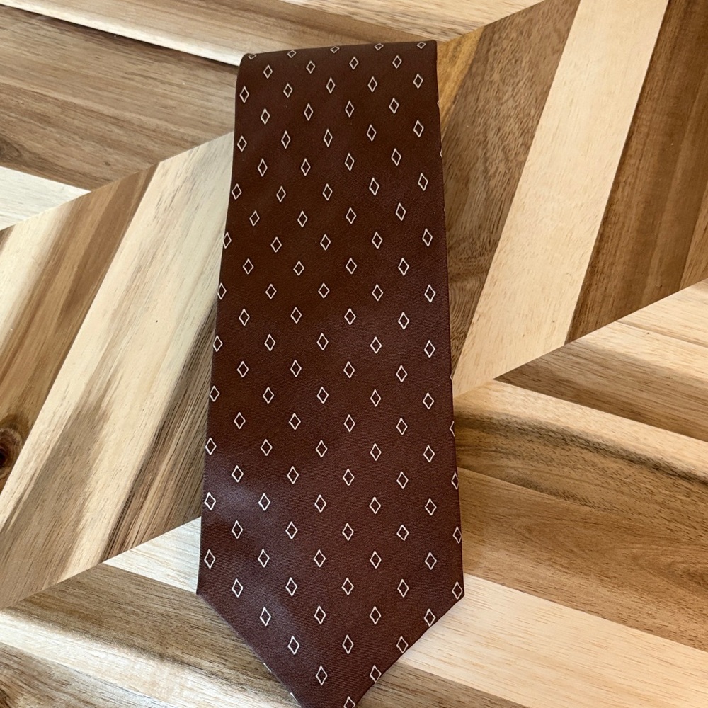 Salvatore Pellegrino silk Brown Diamond Pattern Tie
